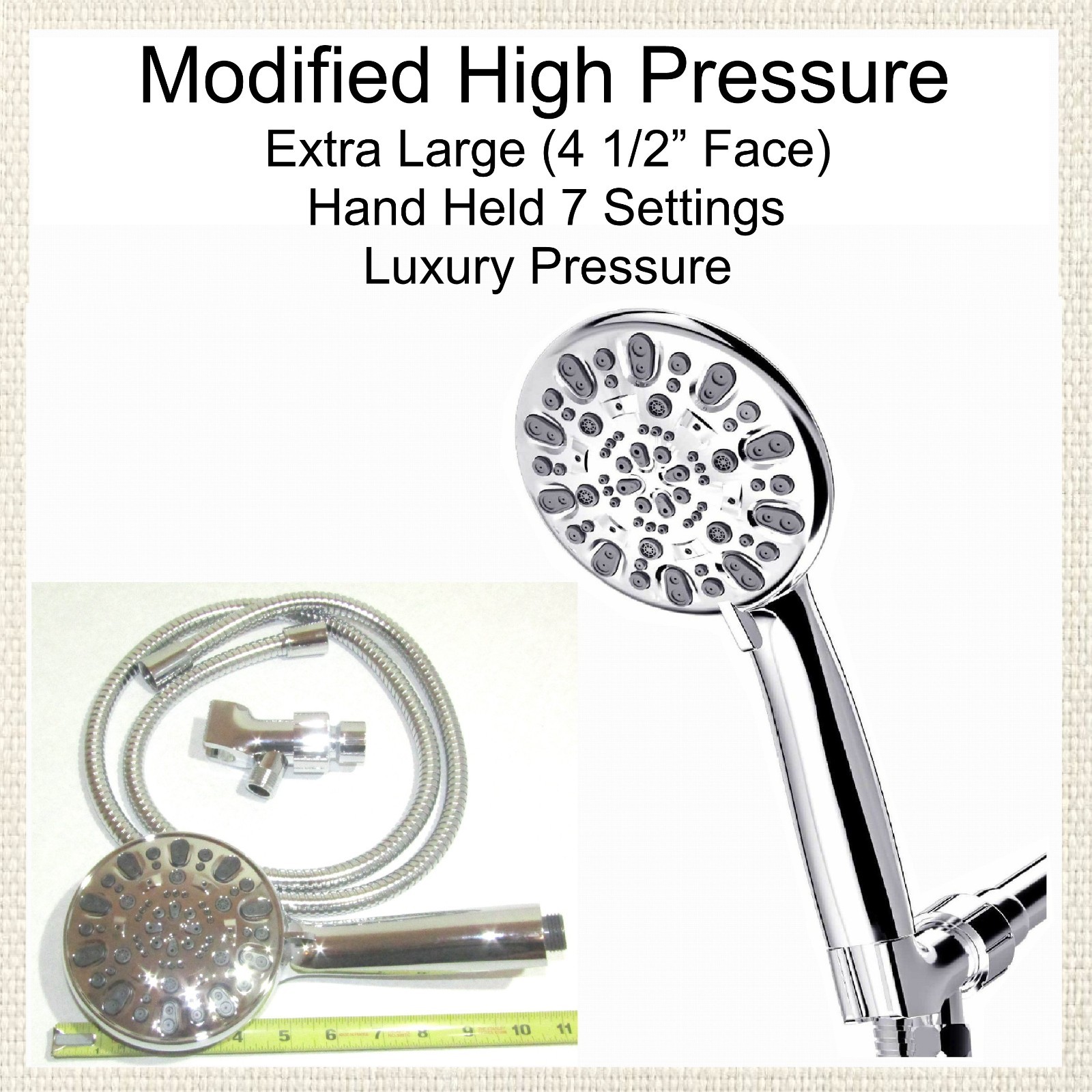 High Pressure Free Flow Modified Shower Head Power Flow 10.5gpm Xtra Large Head