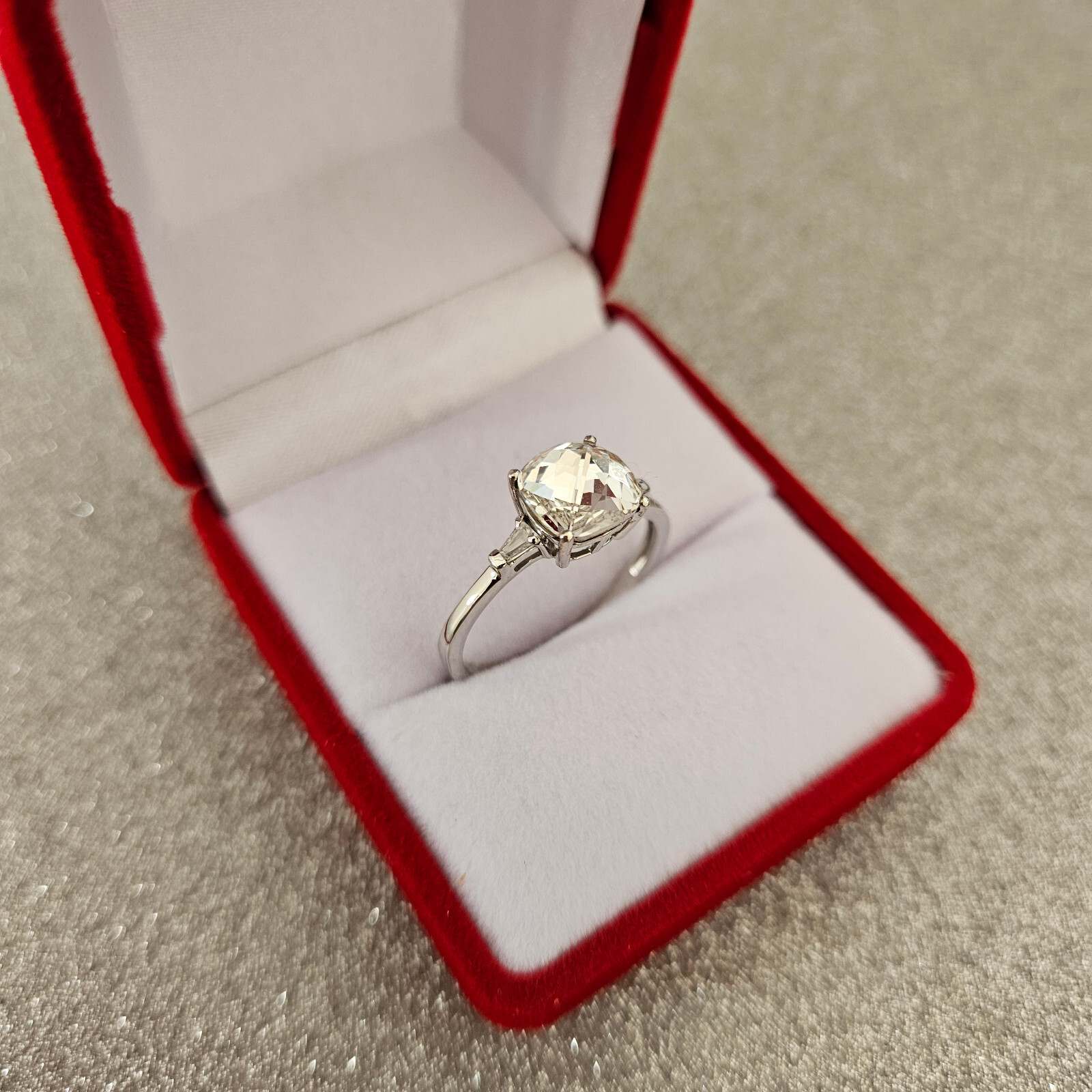 Austrian crystal & simulated diamond ring in platinum over sterling Silver