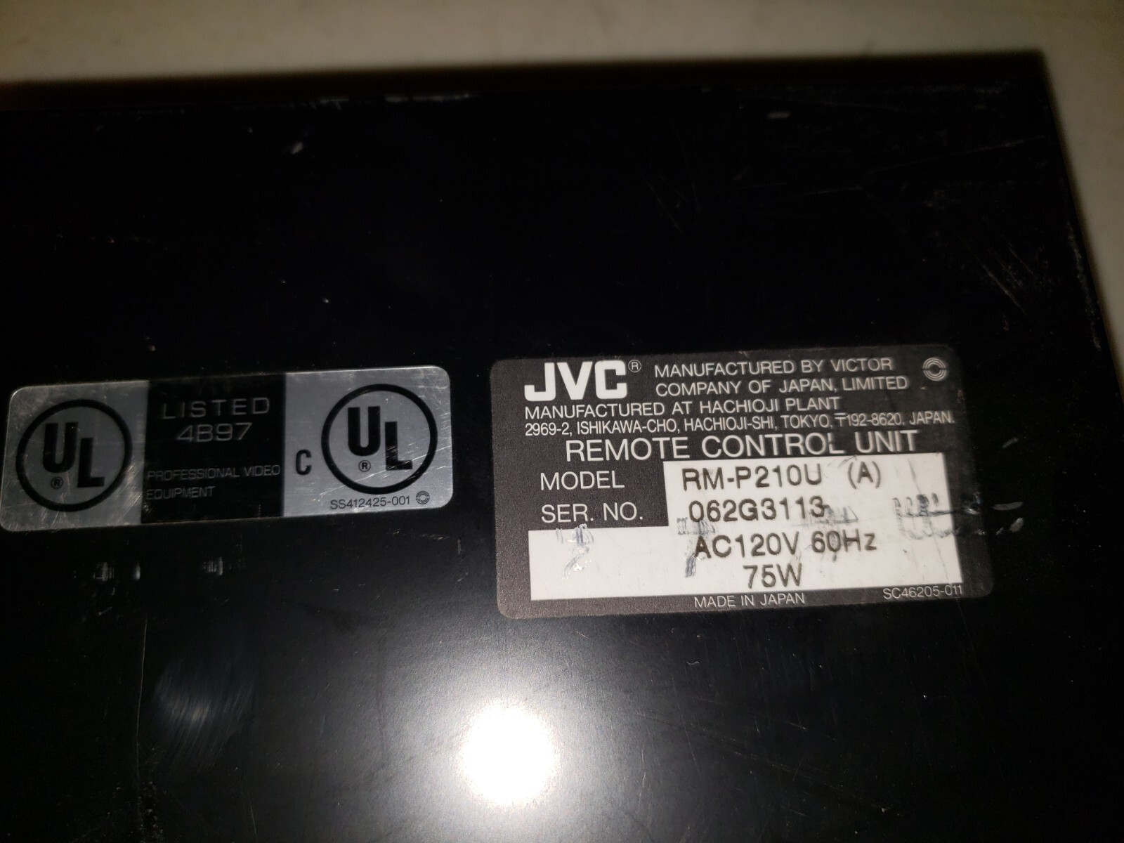 JVC Remote Control Unit for JVC 3-CCD Cameras - RM-P210U