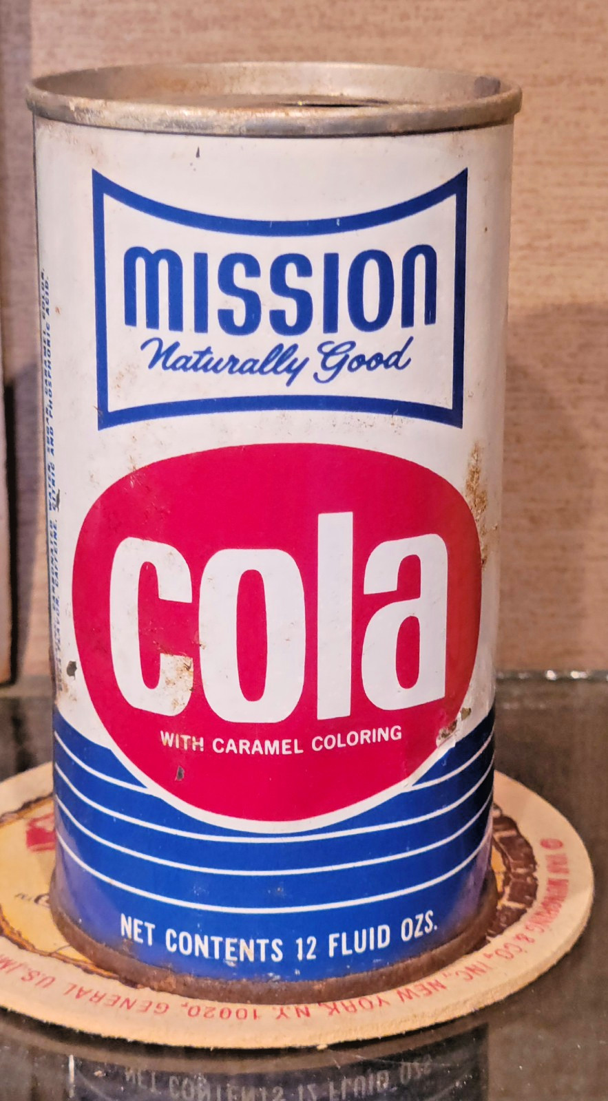 1968 MISSION COLA STEEL SODA CAN MISSION OF CALIFORNIA NEW HAVEN CT