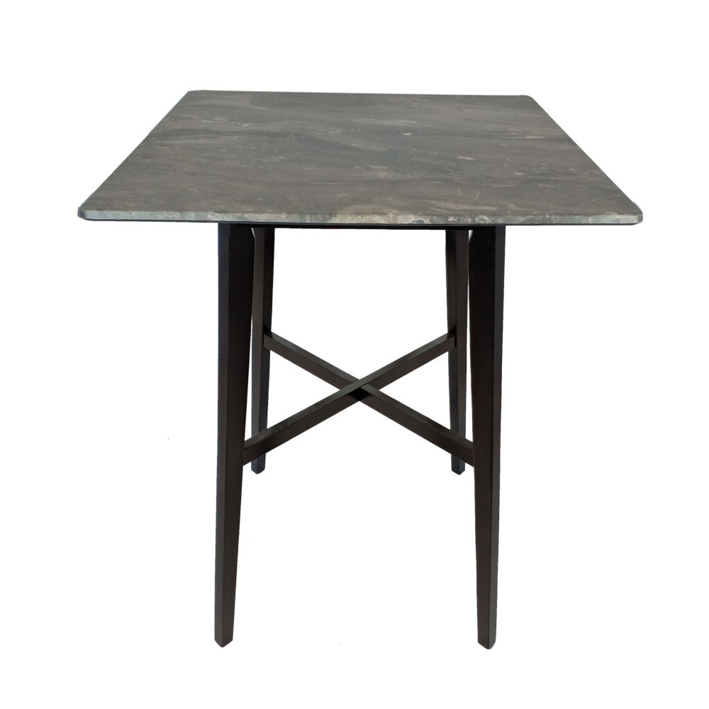 Dining Table Rubberwood Legs Marble Finish High-Pressure Laminate Surface
