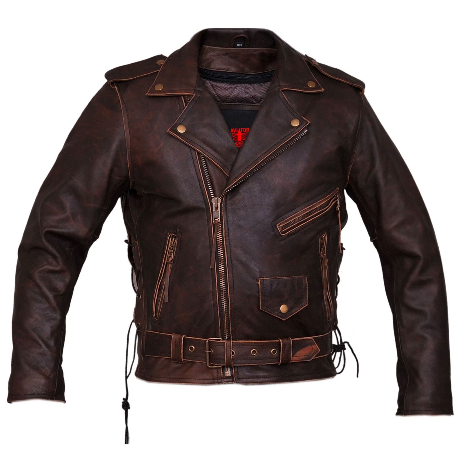 Men's Handmade Brown Genuine  Leather Jacket Real Western Style Jacket Fit