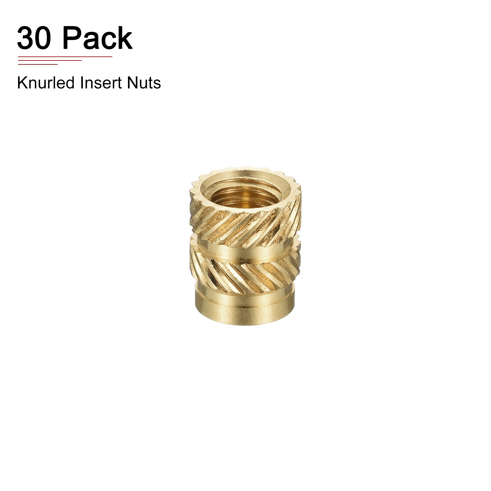 M5x8mmx7mm(IDxLxOD) Knurled Insert Nuts - 30 Pack - Good for Plastic Shells