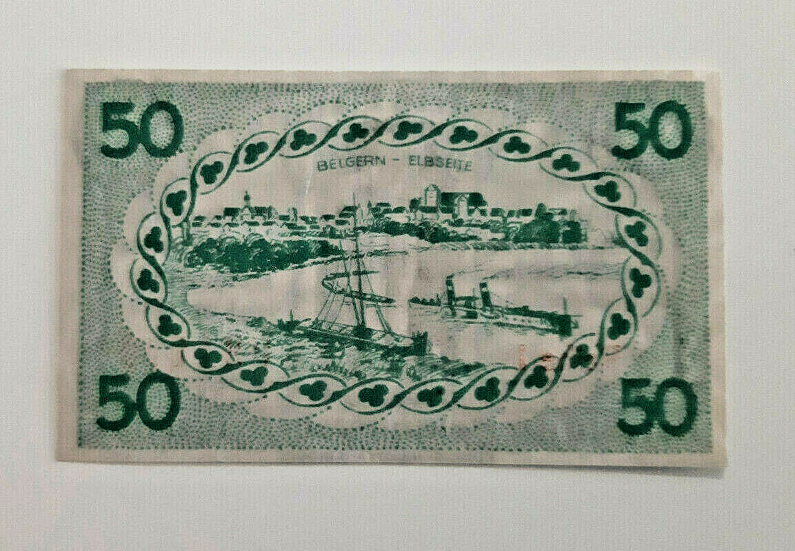 BELGERN NOTGELD 50 PFENNIG 1920 EMERGENCY MONEY GERMANY BANKNOTE (10376)