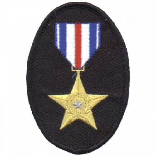 SILVER STAR OVAL PATCH VETERAN MILITARY EMBROIDERED PATCH FREE SHIPPING!