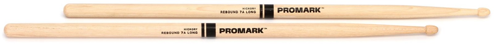 Promark Rebound Drumsticks - Hickory - 7A Long - Wood Tip (5-pack) Bundle