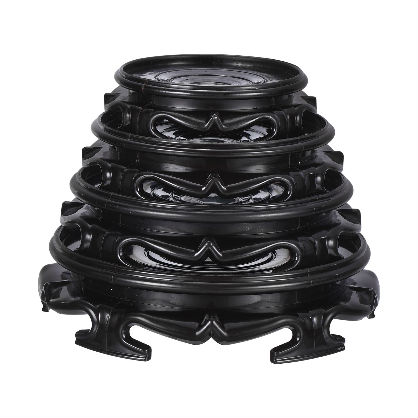 Black Planter Display Stand 5.5" Dia Plastic Round Bonsai Base