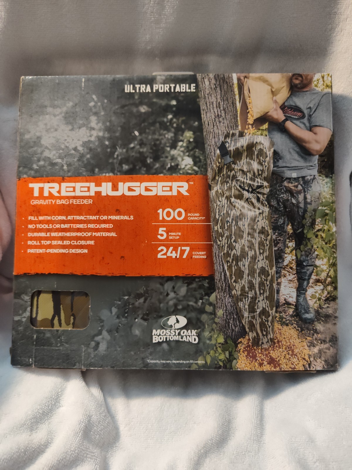 Adjustable Camo Feeder-100 Lb Tree Hugger Gravity Deer Feeder Mossy Oak NIB