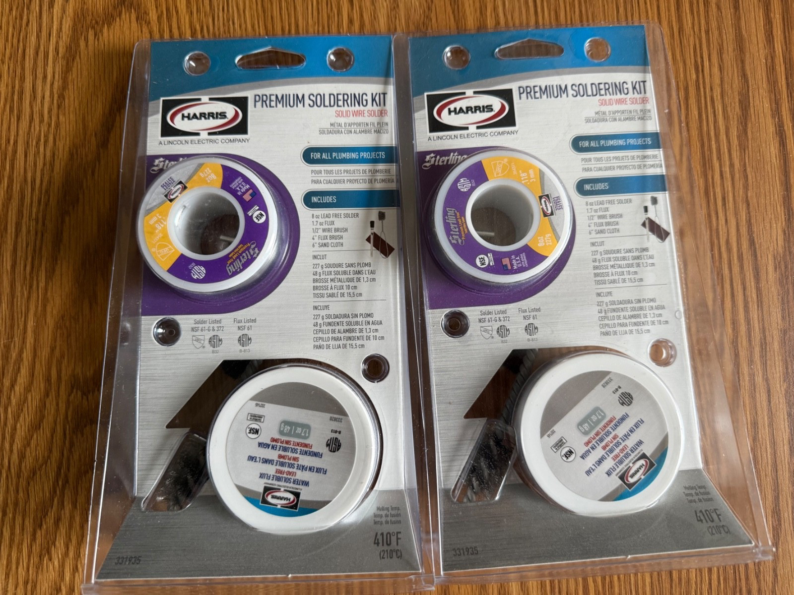 2 Harris Solder Kits 331935 8oz solder, 1.7 Flux, Brushes & Sand Cloth (Qty 2)