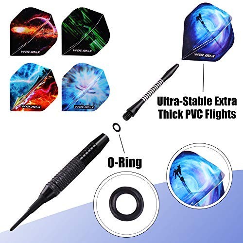 Soft Tip Darts Set - 12 Pcs 18g with 100 Extra Tips, Flights & Wrench for Electr
