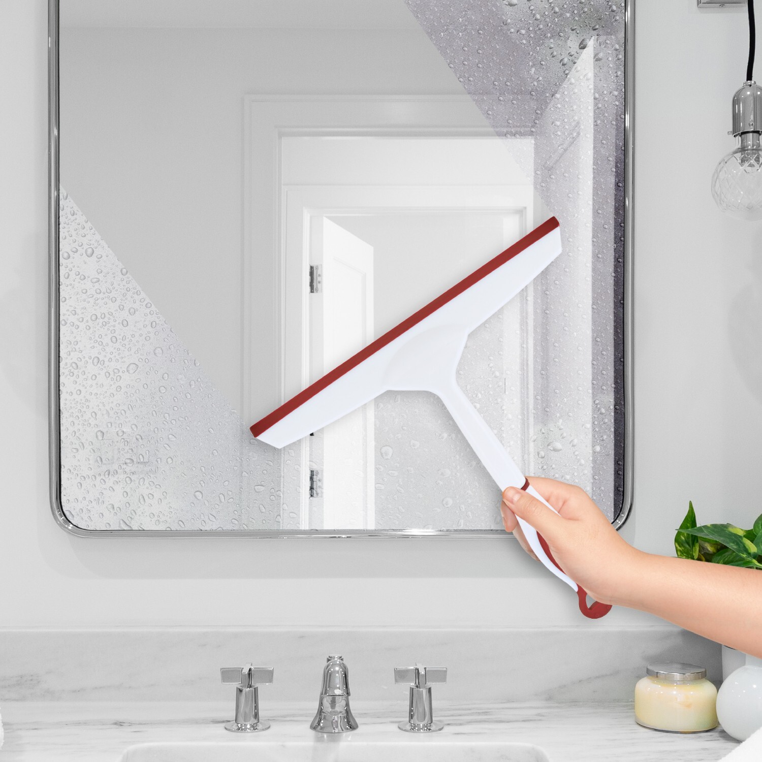 Superio 10" & 6" Window Rubber Squeegee with Hanging Loop, 2 pack Red