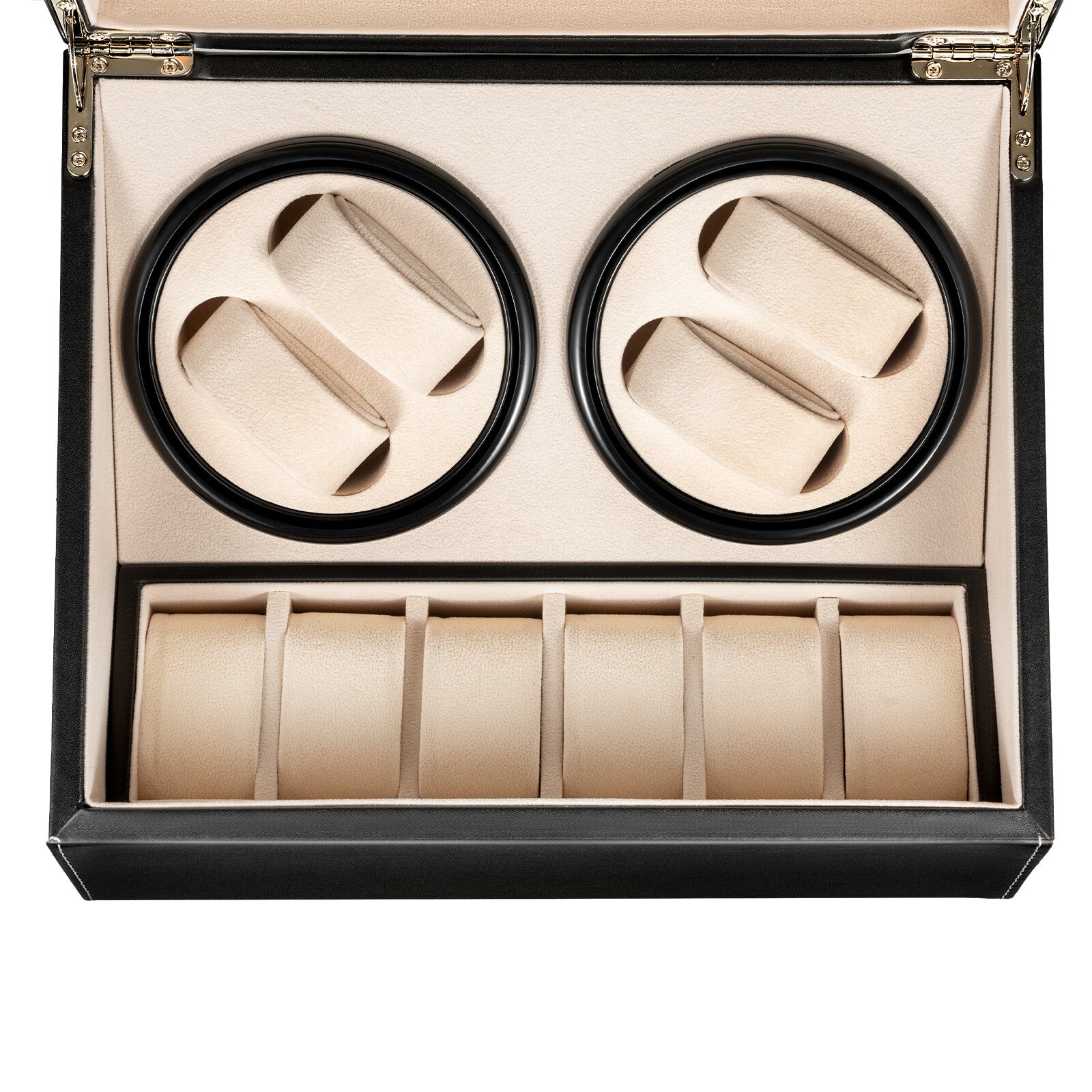 PU 4+6 Automatic Rotation Watch Winder Display Case Wooden Storage Box New