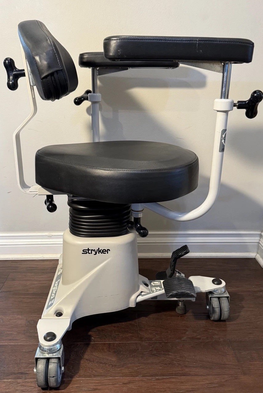 Stryker 830 SurgiStool II Surgeon Stool w/ Adjustable Back and Armrests