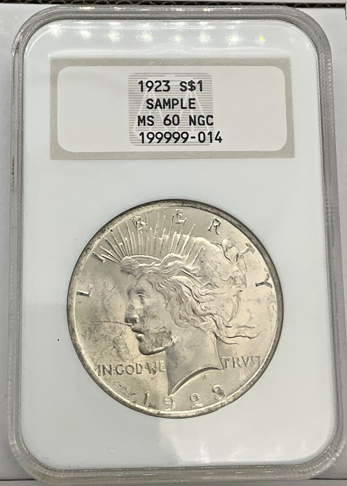 1923 Silver Peace Dollar MS 60 NGC Sample