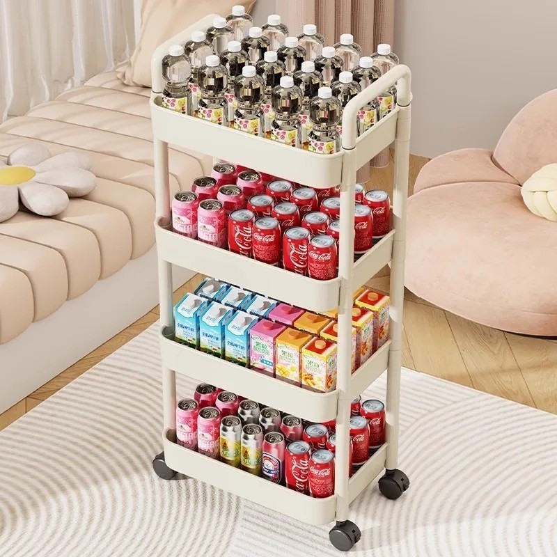 NEW Trolley With Handlebar And Storage Rack Floor Standing Multi Layer Storage