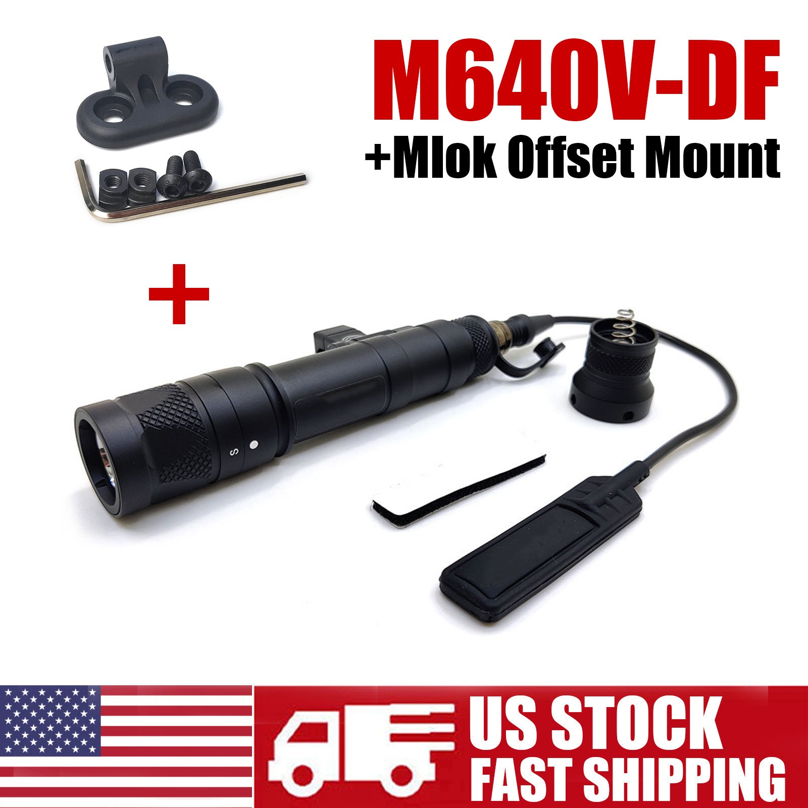 1200lm Tactical Flashlight M640V LED Weapon Light For Rifle + Mlok Offset Mount