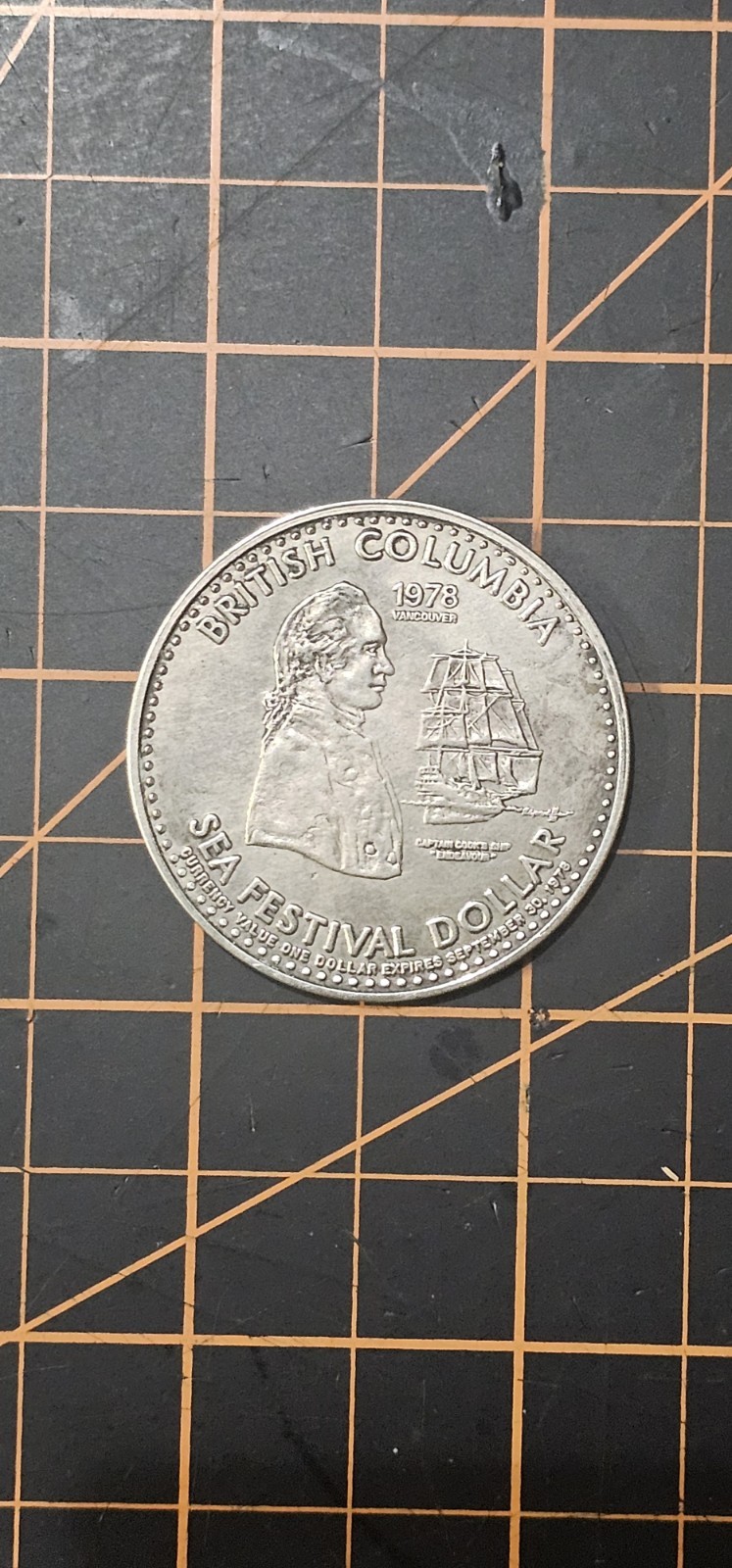 British Columbia Canada 1978 Sea Festival Trade Dollar Token w/Captain Cook Ship