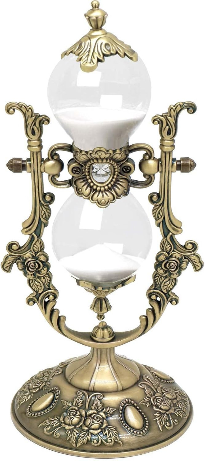 Vintage Embossed White Sand Metal Hourglass - 15 Min Timer for Home, Office, Kit