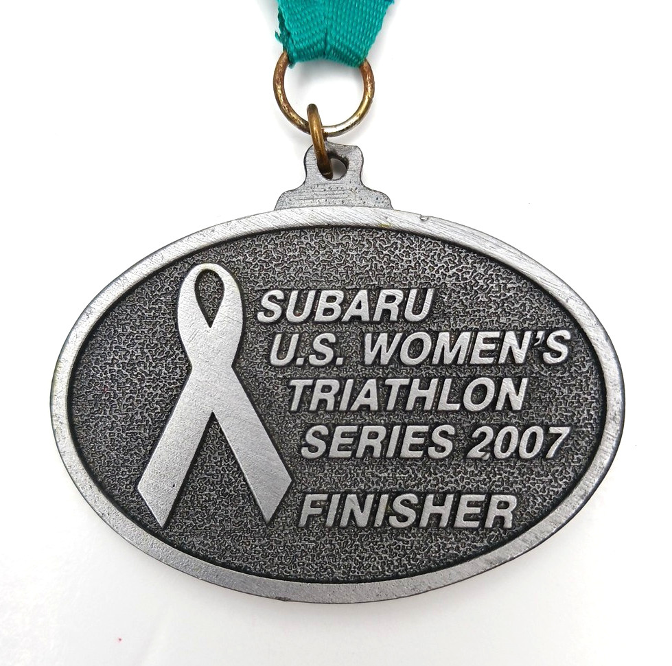 Subaru U.S. Women's Triathlon Series 2007 Finisher Pewter Medal with Ribbon