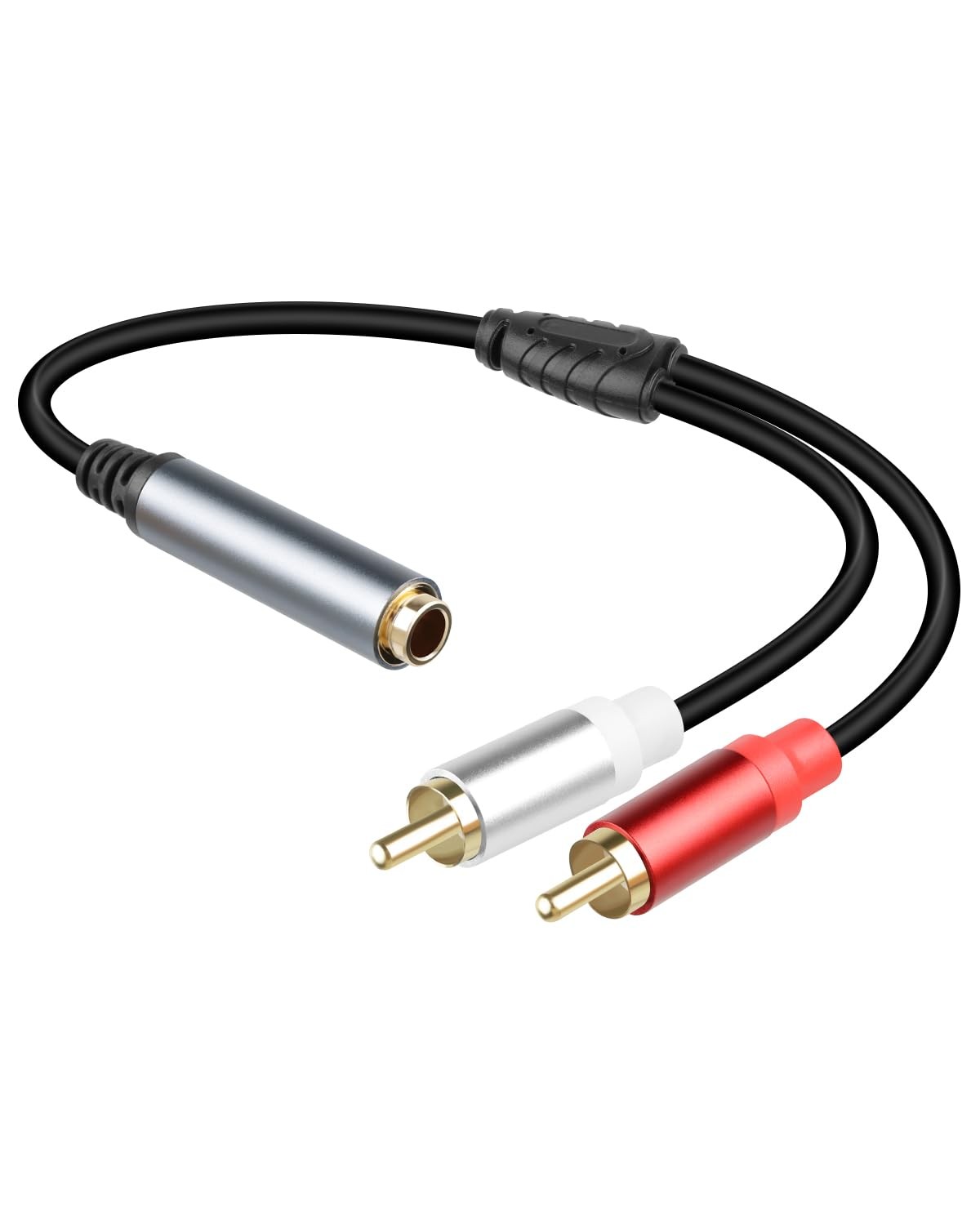 GELRHONR RCA to 1/4 Female Adapter Splitter Cable, 30 cm, 1Female 2 Male