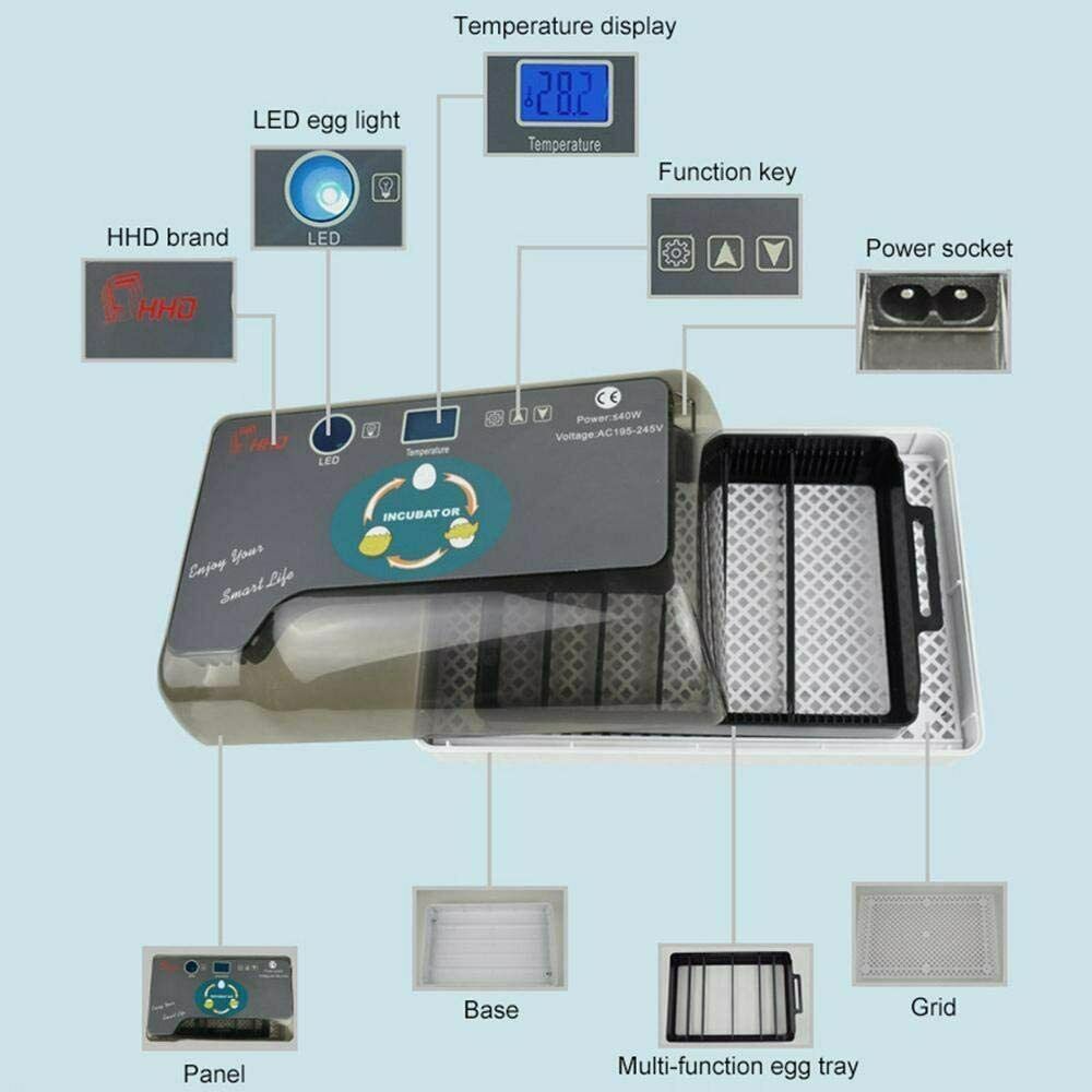 12 Eggs Incubator Automatic Eggs Hatcher For Chicken Quail Poultry Hatching US