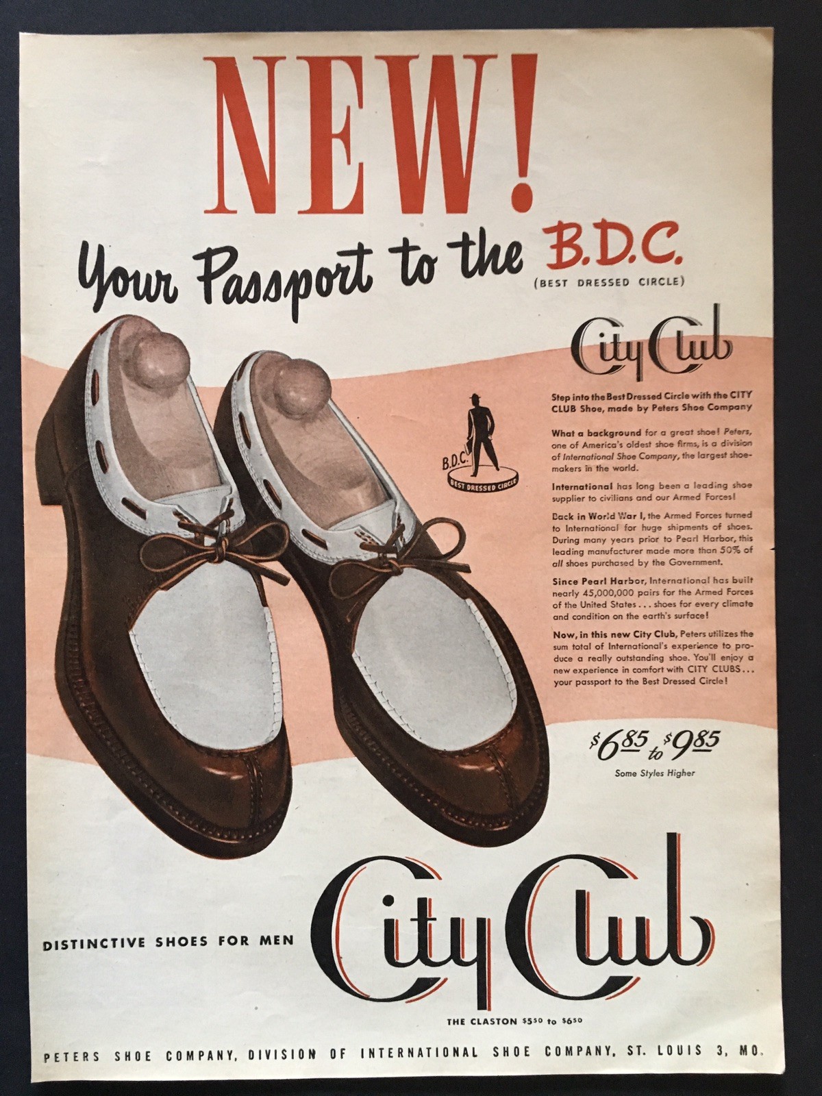 1946 City Club Shoes Your passport to the Best Dressed Circle