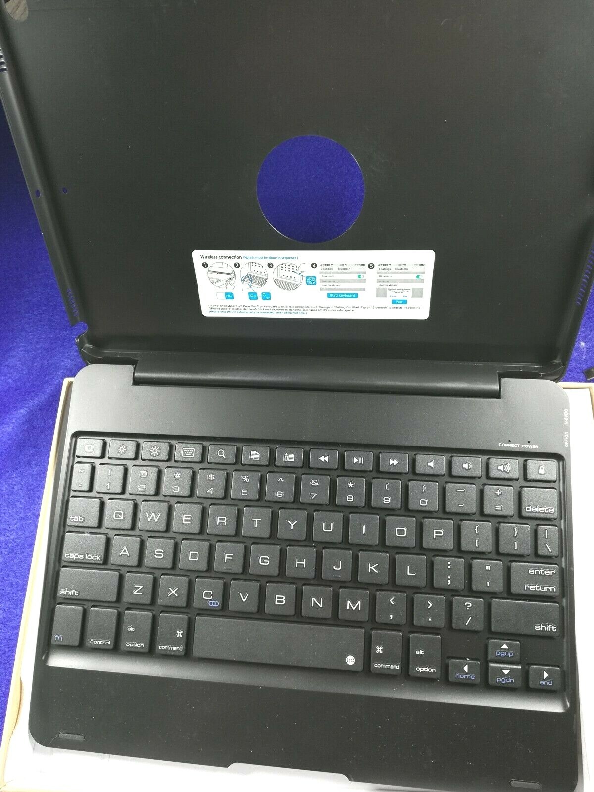 F19 Series Wireless Keyboard Flip Cover Portable Wireless Keyboard, Black