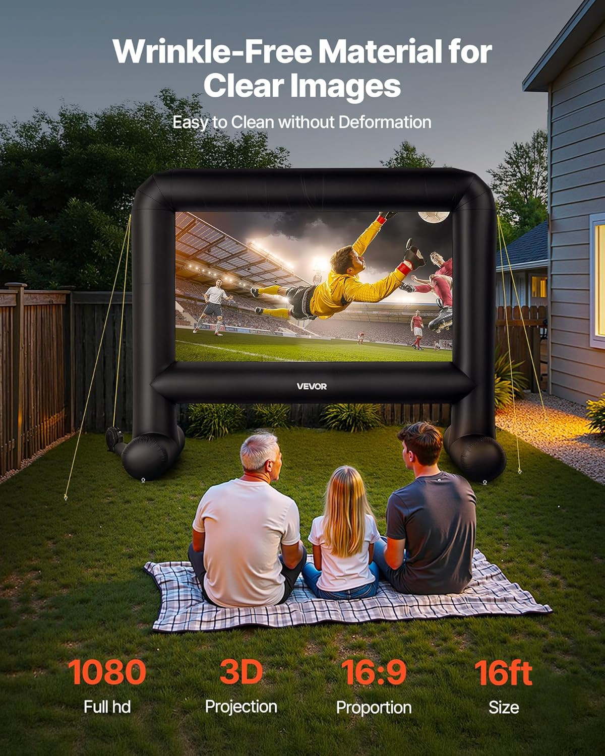 16FT Inflatable Movie Screen Outdoor, Inflatable Projector Screen with Portable