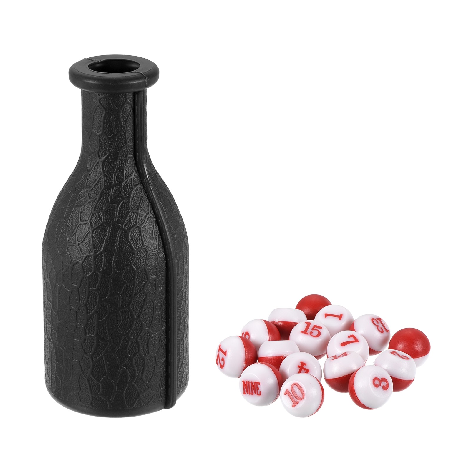 Billiard Kelly Pool Shaker Bottle with 16 Numbered Tally Balls Peas, Black