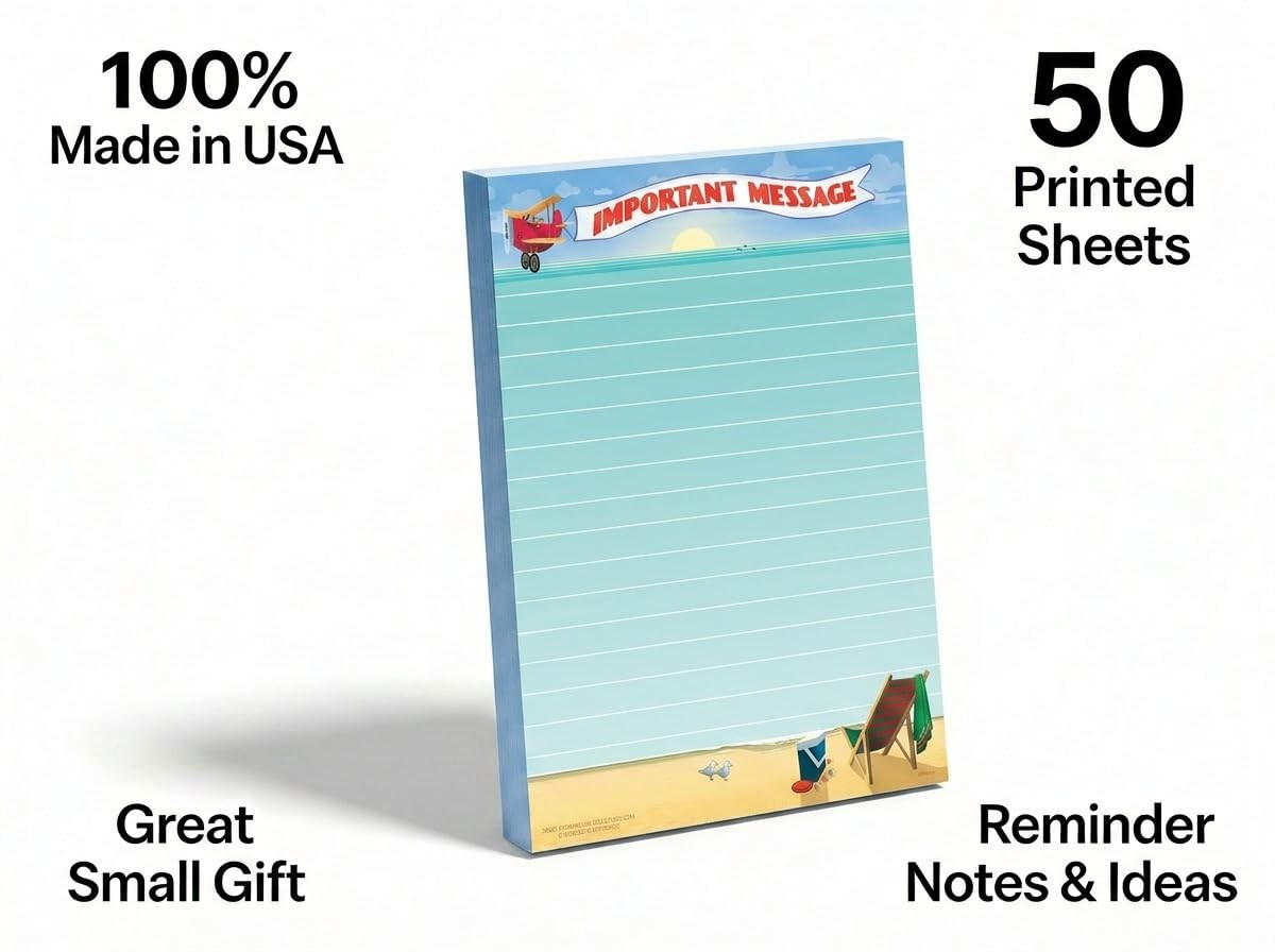 Stonehouse Collection Beach Notepad Pack 4 Assorted USA Made