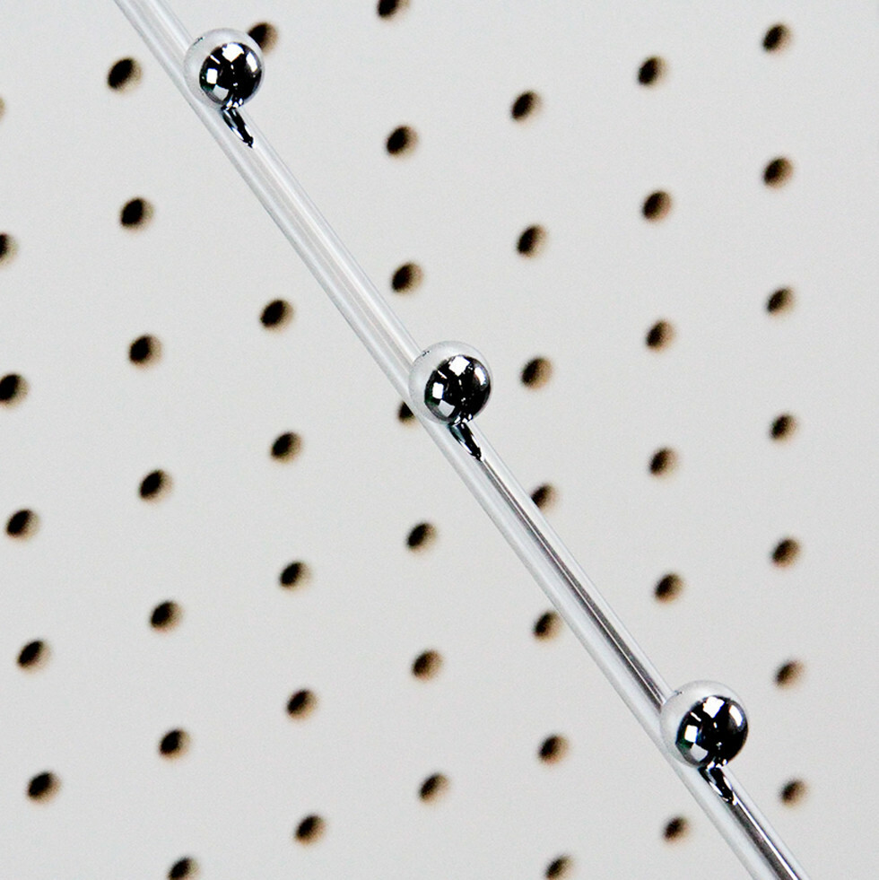 Chrome Pegboard 6 Ball 14" Long Waterfall Hanging Fixture Display