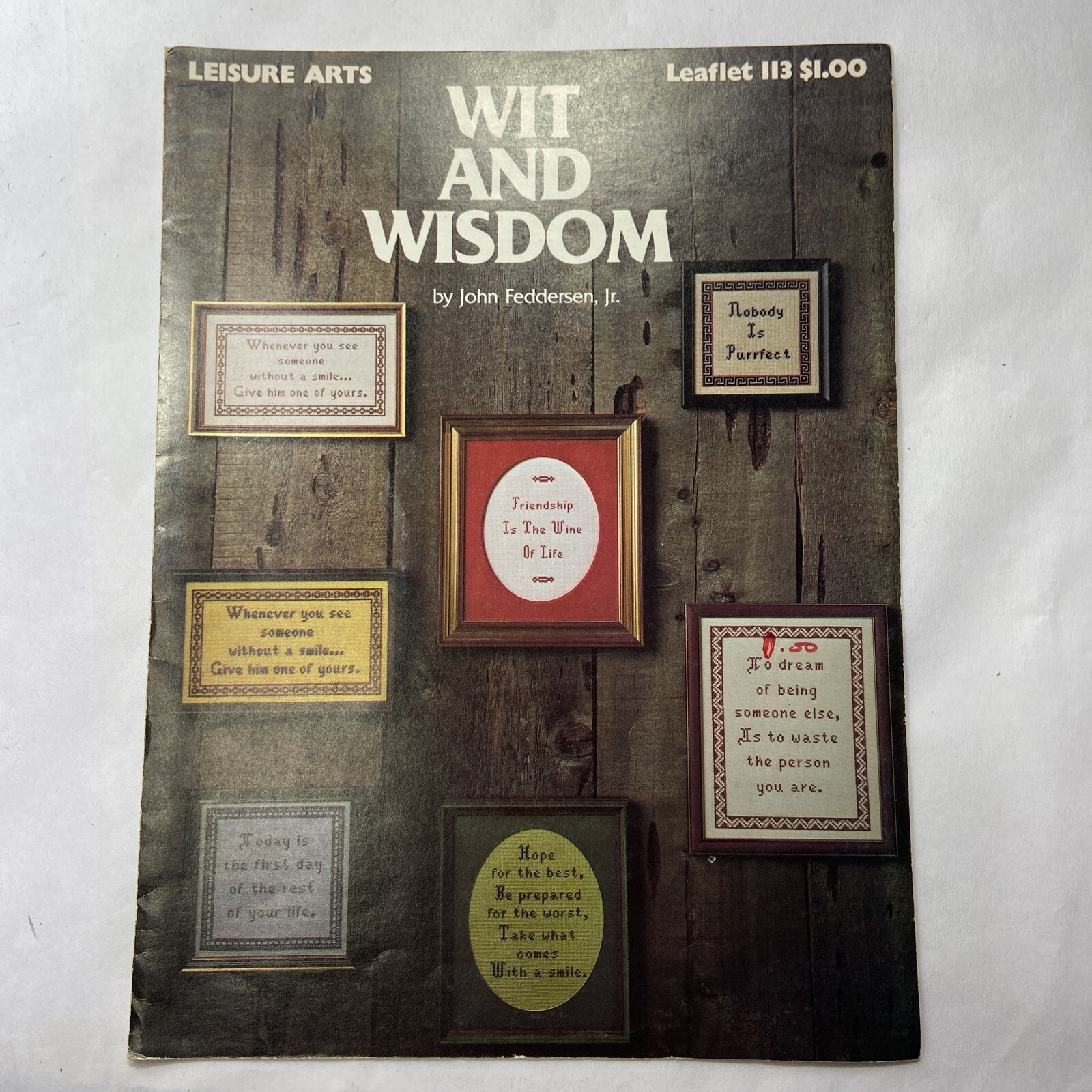 Leisure Arts Cross Stitch Pattern Leaflet 113 Wit and Wisdom VTG 1977