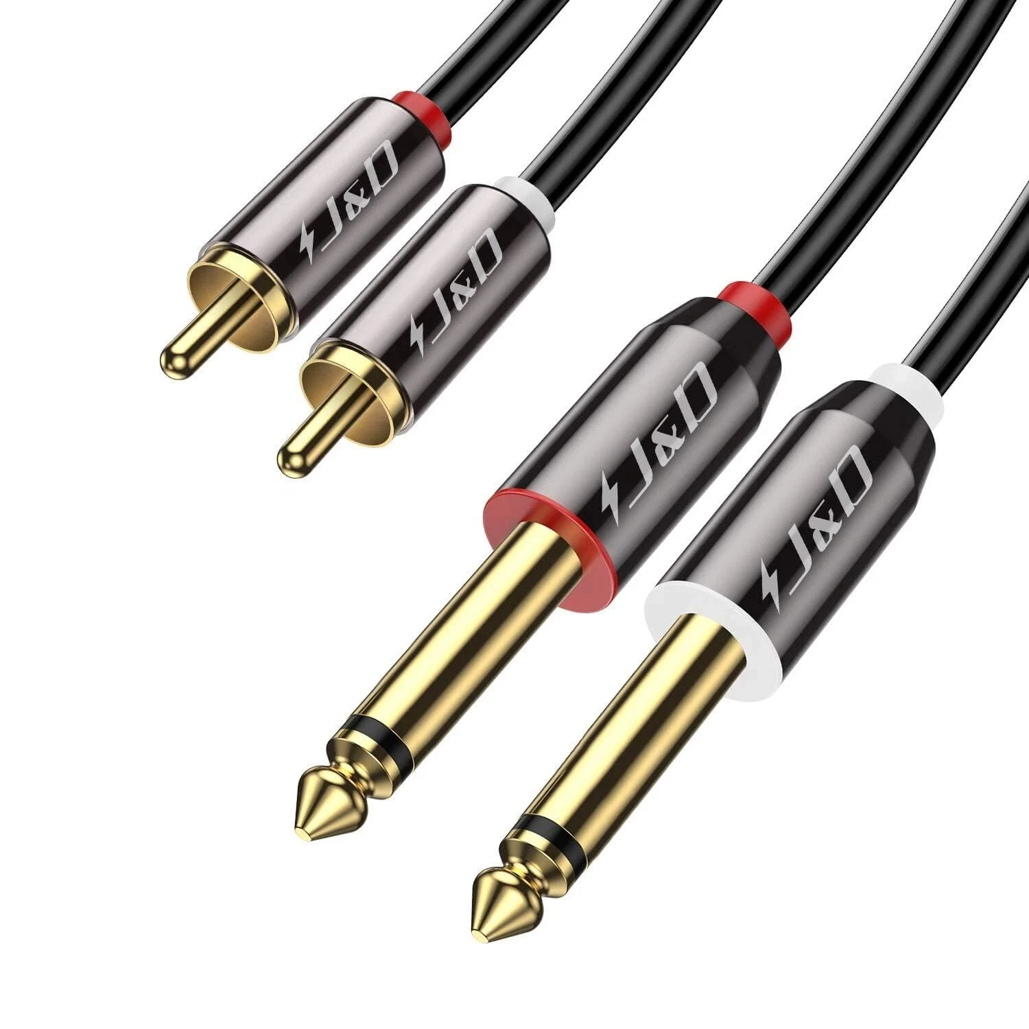 J&D 3.5mm to 2RCA Audio Cable 6FT Male Speaker Aux to RCA Stereo Cord Open Box