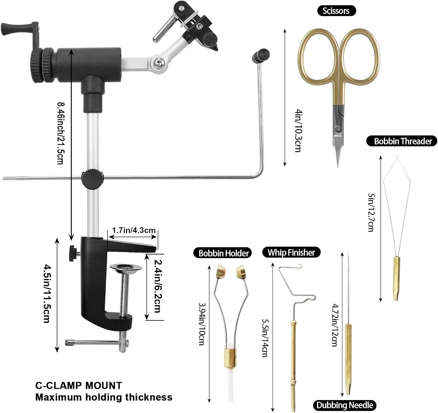 Professional MicroGrip Fly Tying Vise with Essential Tools – Travel-Ready Kit