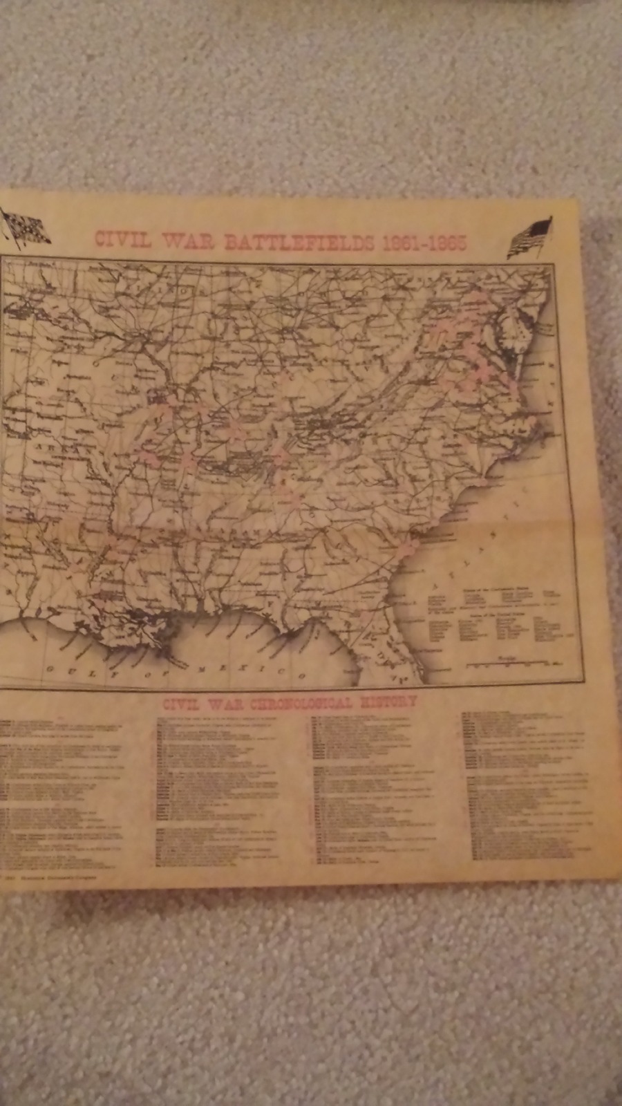 Civil War Battlefields 1861-1865 Replica Map
