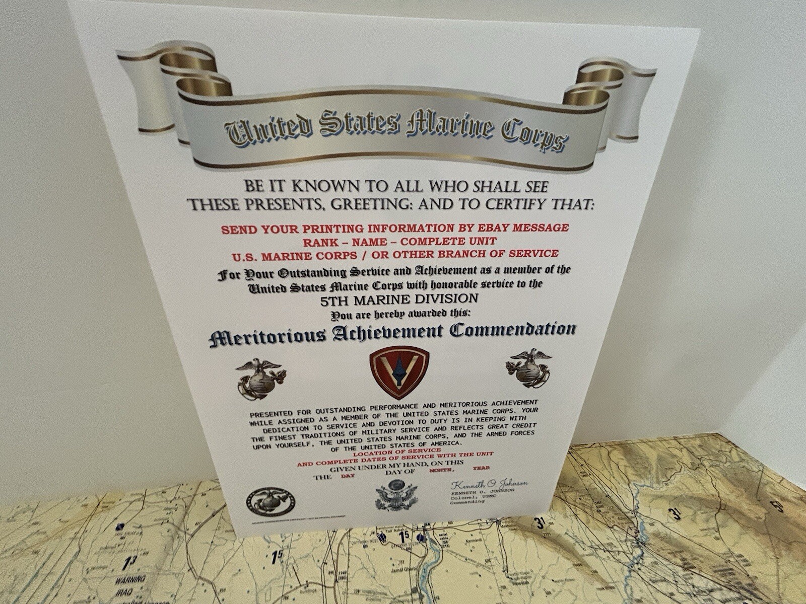 U.S. MARINE CORPS / 5TH MARINE DIVISION - MERITORIOUS ACHIEVEMENT COMMENDATION