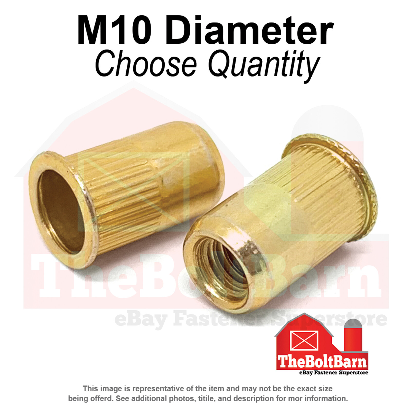 M10-1.5 Steel Small Flange Knurled Body Rivet Nuts Zinc Yellow (Choose Qty)