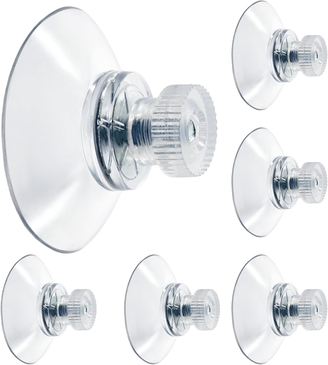 6 Pack 32mm Suction Cups with Screws Nut, Clear PVC Sucker Pads Holder, Plastic