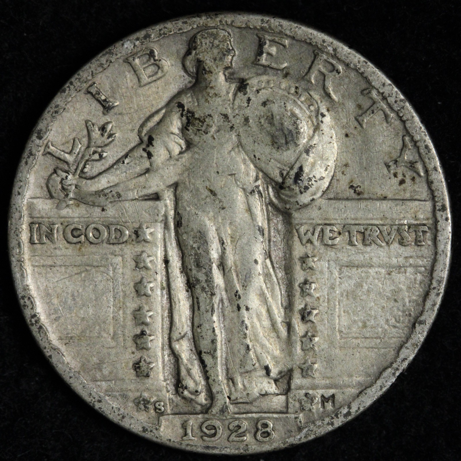 1928-S Standing Liberty Silver Quarter XF E315 T
