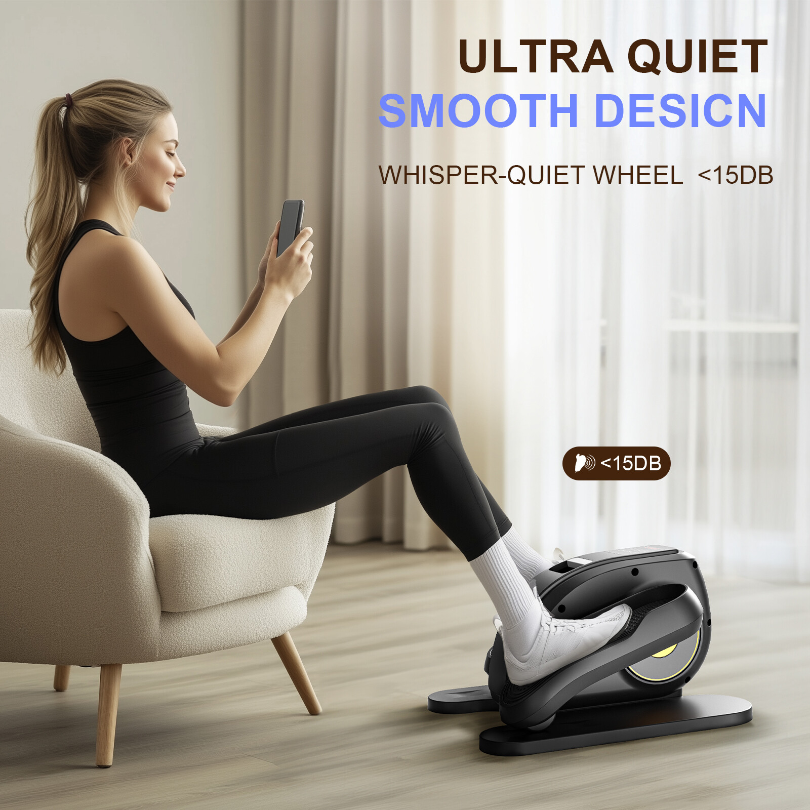 Elliptical Machine Portable Mini Pedal Exerciser Adjustable Speed Under-Desk