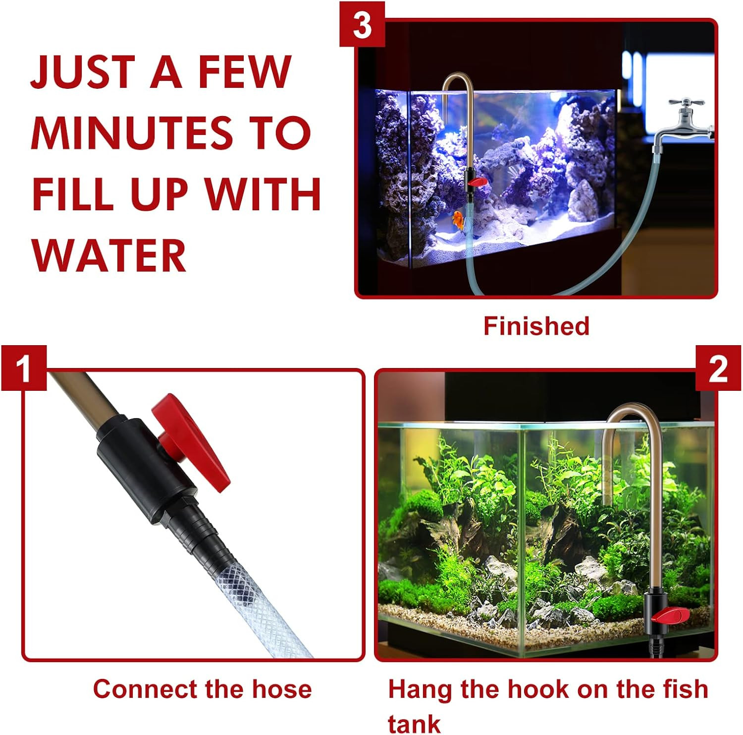 Aquarium Fish Tank Hook Water Changer, with Flow Switch, Quickly and Efficiently