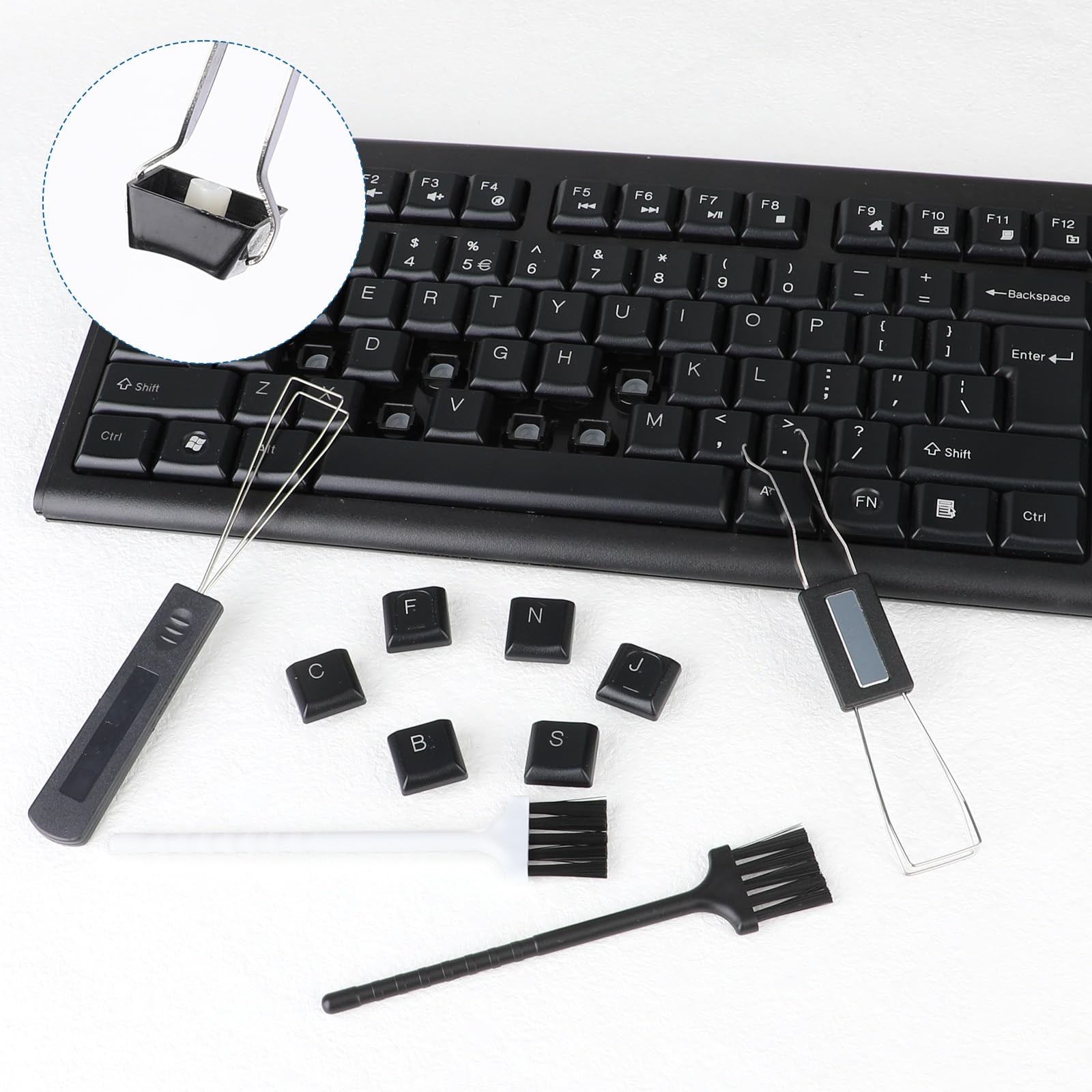 2PCS Keycap Puller Switch Puller 2PCS Keyboard Brush for Mechanical Keyboard