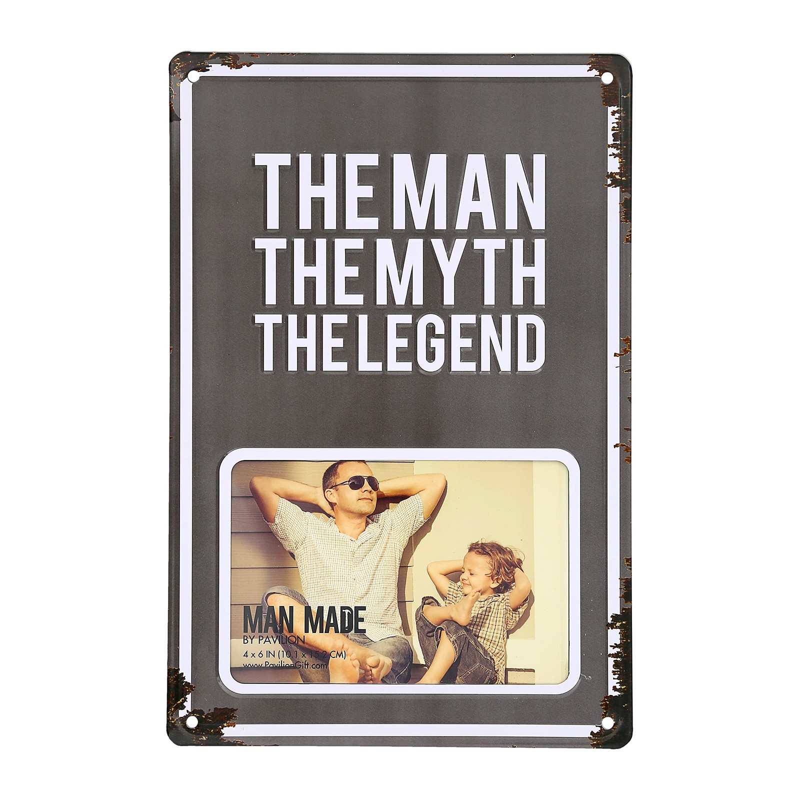 Pavilion Gift Company The Man The Myth The Legend Tin Photo Frame, 8"x11.75