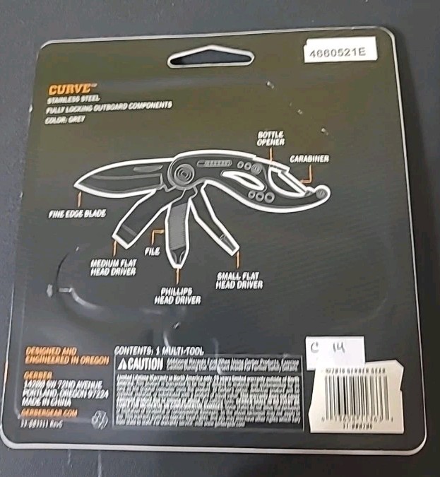 Gerber Curve Multi-Tool Keychain Compatible 6 Tools 1 oz. Grey 31-000206