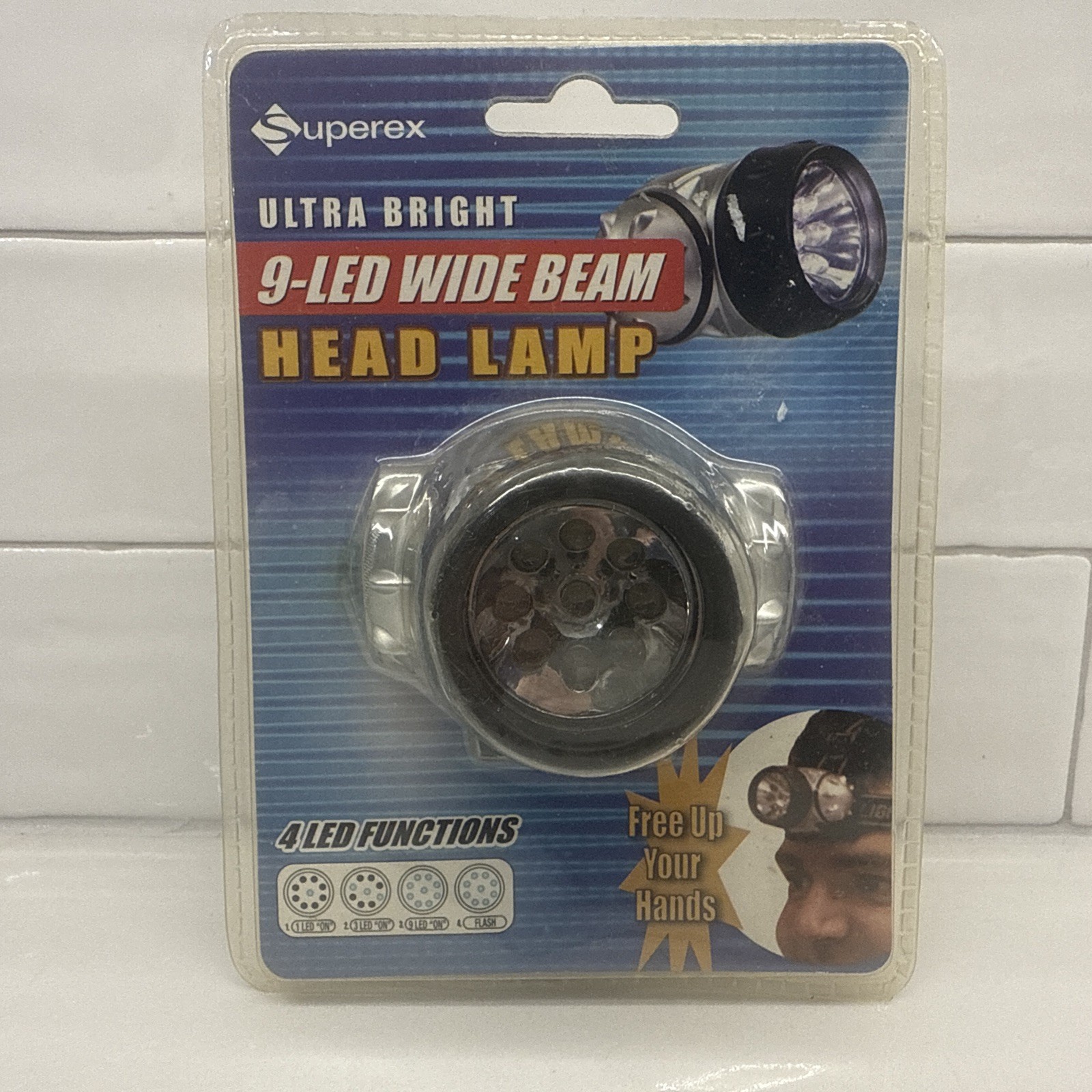 Superex Head Lamp 9 LED Wide Beam Light Ultra Bright White *Water Resistant*