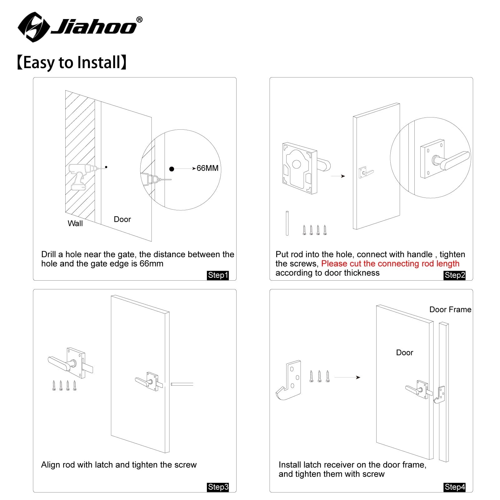 Double Side Gate Latch, Aluminum Self-Locking Gate Latch for Swing Door, Heav...