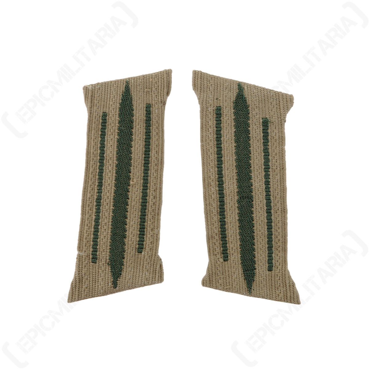 Repro WW2 German Pre-Made Generic Bevo Litzen Collar Tabs - Dark Green