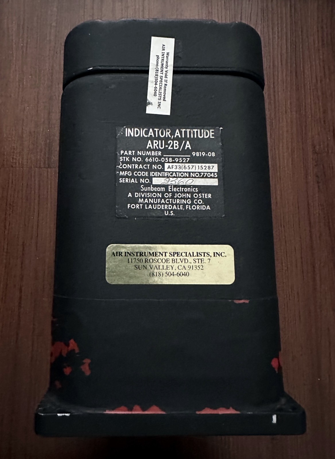 Sunbeam Attitude Indicator ARU-2B/A 9819-08 - Vintage