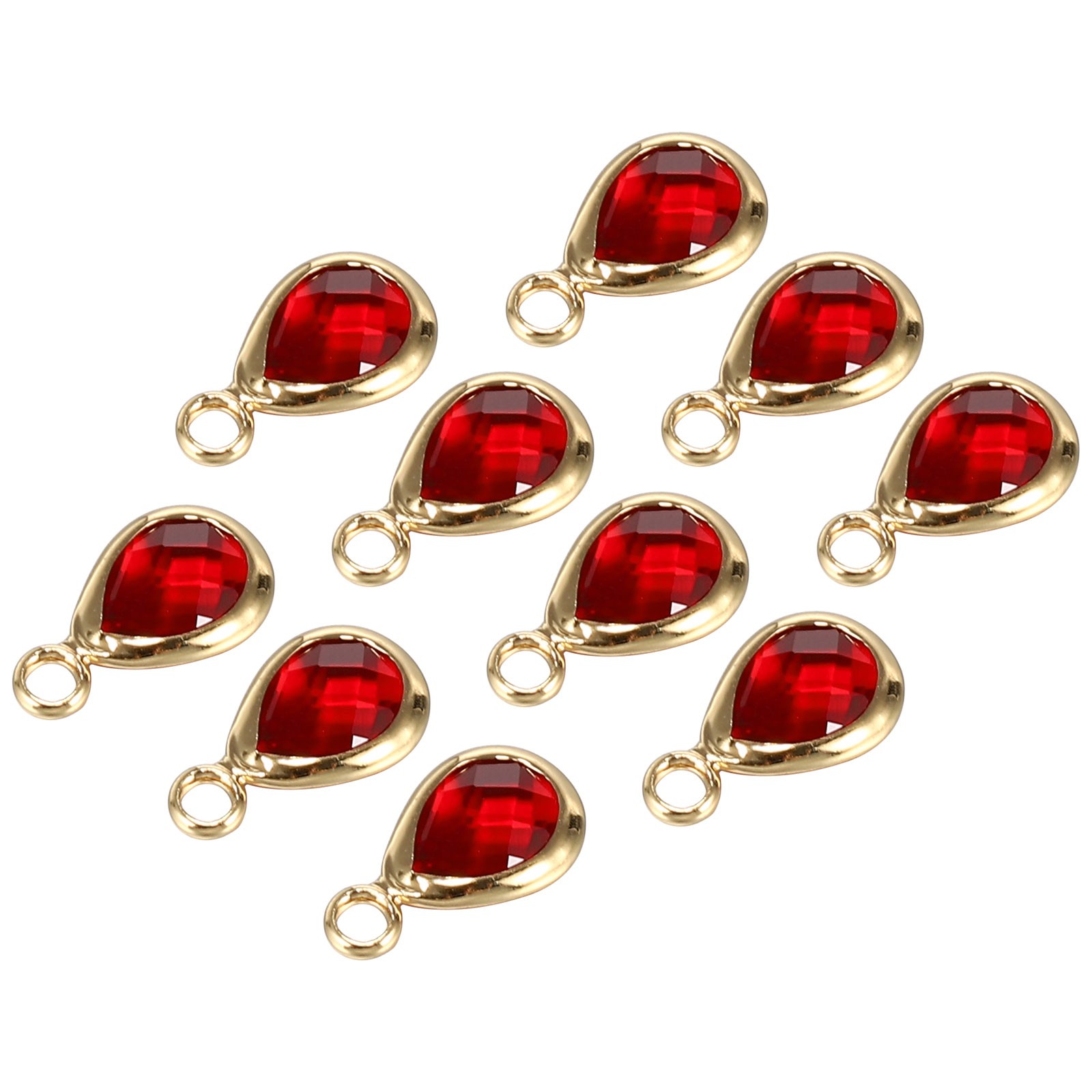 10 x Birthstone Charm Beads Drop Pendant Birthstone 0.47 x 0.24", Red