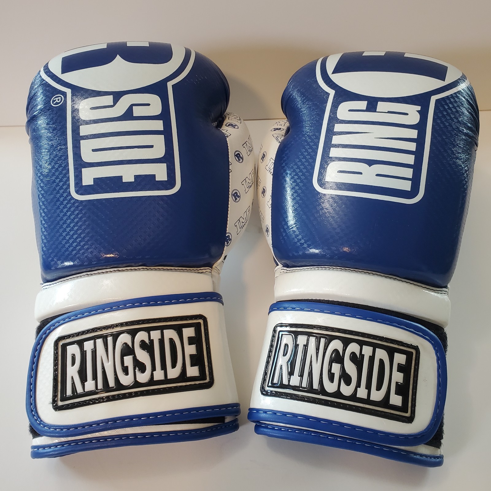 Ringside Boxing Gloves Apex FTG1 IMF Tech Vinyl Blue/White L/XL Used